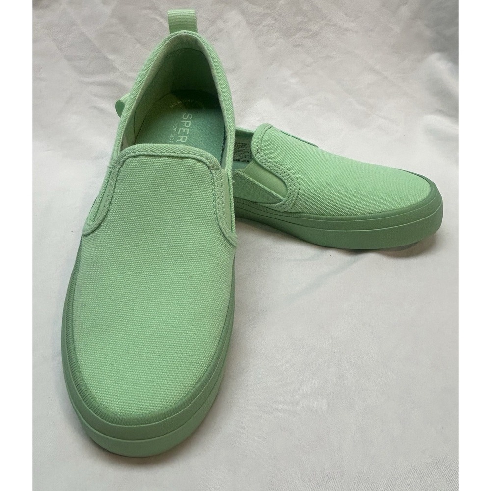 Sperry Shoes Women 6 Seafoam Green Canvas Crest Twin Gore Sneakers Slip-On